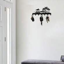 墙壁金属钥匙架，家居树主题钥匙挂钩，壁挂式，带 5 个挂钩，黑色金属钥匙收纳架，适用于前门、走廊、入口、办公室墙壁装饰