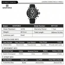NAVIFORCE Men's Multifunctional Quartz Sport Watch Rubber Band With Night Light & Chronograph, Perfect For Business Casual/Gym/Luxury