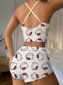Sanrio 1 Pieza Pijama de Hello Kitty Parte superior de vestir de verano Ropa de dormir mujer Artículos de Hello Kitty Camisa de mujer Sanrio, Vacaciones