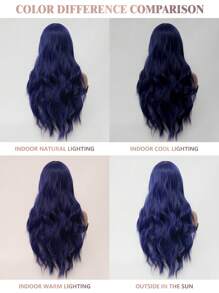 时尚午夜蓝长款蓬松波浪假发，34英寸，中分刘海，柔软蓬松，耐热纤维，适合女性日常佩戴、节日聚会、婚礼派对、万圣节、圣诞节、角色扮演、Y2K冬季休闲街头风等场合。 - 藍色 - 查看 11
