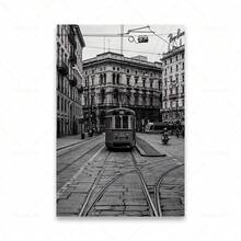 1 tấm áp phích nghệ thuật treo tường Khung tùy chọn Milan Ý Cảnh đen trắng Nhiếp ảnh phong cảnh In Tranh vải Canvas Bãi biển Thuyền Xe buýt Nghệ thuật treo tường Áp phích Trang trí phòng khách Du lịch - nhiều màu - Xem 20