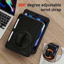 1pc Stock Case Compatible With Ipad 10th/ 9th/ 8th/ 7th/ 6th/ 5th/4th Generation 8.3'' 10.9/11''/ 9.7'', IPad 11(A16 2025) IPad (A16) 11 Inch 11th Generation 2025 Galaxy Tab A8 10.5 Inch 2022 With PET Film IPad Pro/Air6/Air7 11 2018/2020/2021/2022/2024/2025 Shockproof Case With Pencil Holder [360° Rotating Hand Strap] &Stand - Black (with Black Shoulder Strap + PET Film) - View 5