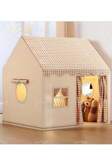 室内/室外游戏屋帐篷，公主折叠游戏帐篷，秘密基地生日礼物 - 卡其色 - 查看 2