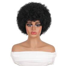 DZfirst 男女通用非洲式假发 - 70 年代中性款搞笑派对非洲式卷发假发，带刘海，8-14 英寸 - 彩色 - 查看 15