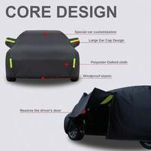 Impermeable Cubierta para Auto Exterior, 530x200x150CM Cubierta de Coche Lona para Auto con Cremaller, Cubre Coche Anti-UV Coberturas Completas con Tira Reflectante (Negro) - Negro - Ver 8