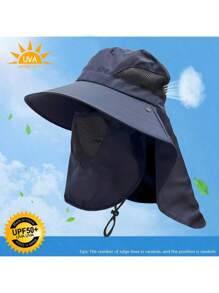 1 Pc UV Protection Wide Brim Bucket Hat With Removeable Face Cover, Outdoor Sunscreen Hat For Outdoor Hiking, Climbing, Fishing