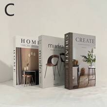 3 Peças Decoração de Livro Falso Dobrável Moderna, Estante de Livros Decorativa Minimalista Ornamento de Mesa