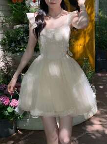 Stile nuovo 2025, abito stile Lolita corto, design originale, dolce e carino, stile ballerina, stile principessa