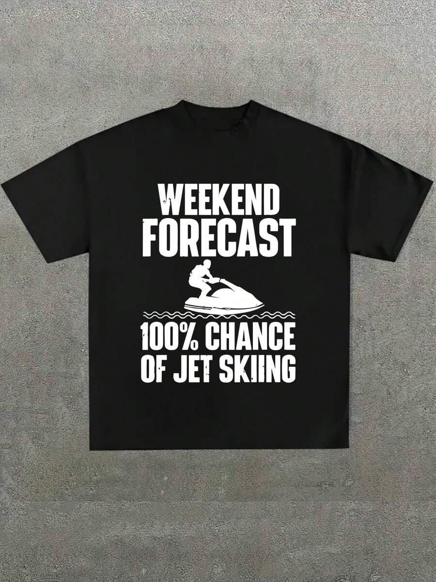 Para hombre,Camisa con Tema de "Weekend Forecast" y Estilo Deportivo: Estilo Juguetón y Aventurero,Camiseta casual de cuello redondo y manga corta con estampado,adecuada para uso diario en primavera y verano,unisex