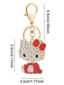 Sanrio 1 Stück Schlüsselanhänger Katze aus Strass-Legierung, Tasche/Auto Deko, kreativ