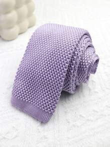 1 Stück elegante lila gestrickte Krawatte, geeignet für Lässig, Streetwear und den täglichen Gebrauch