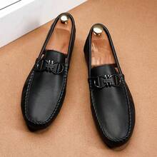 Men's Fashion Streetwear Flat Loafers, Comfortable Non-Slip Casual Slip-On Shoes Suitable For Men Office, Business, Casual And Leisure Activities - Black - View 4