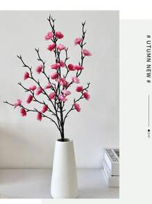 2/4/8Pcs Artificial Flowers Pink Plum Blossom 21.7'' Fake Winter Sweet Long Stem Plastic Flowers Home Hotel Office Wedding Party Garden Decor, Valentine Day, Gift Gifts Birthday Graduation Artificial Plant