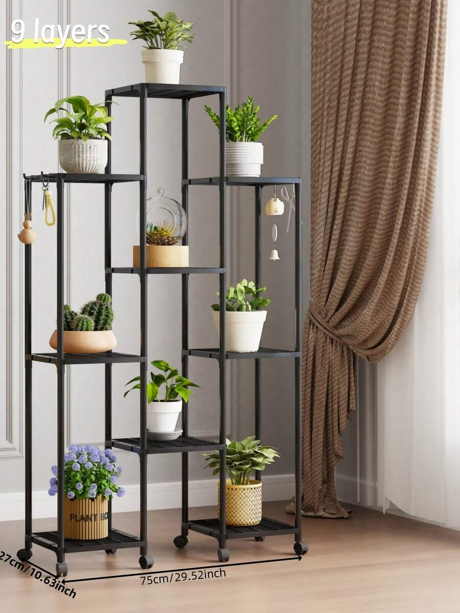 1 Stück Pflanzenständer, vertikaler Blumentopfhalter, freistehendes Innen-/Außenregal für Pflanzen für Wohnzimmer, Balkon, minimalistisches Design - Verschiedenfarbig - Übersicht 1