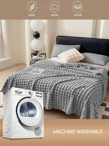 1pc Soft & Cozy Bubble Fleece Rolled Edge Blanket, Light Gray Color, Suitable For Bedroom & Guest Room