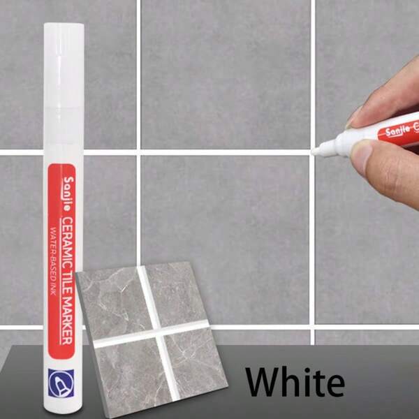 1 Stück wasserdichter Keramikfliesenversiegelungsstift, weißer Fliesenreparaturstift mit schimmelresistenter Füllung, einfach zu verwendender Gelkitt für Badezimmer- und Küchenfliesen, kompatibel mit anderen Materialoberflächen