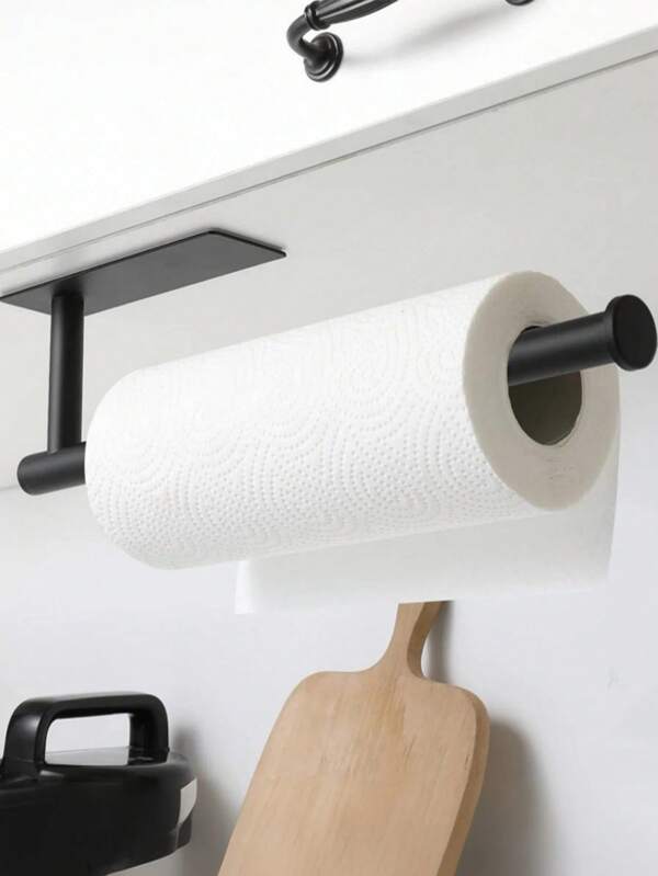 1pc Stainless Steel Paper Towel Rack Holder Wall Mount For Kitchen,Paper Towel Holder Rach,Bulk- Self-Adhesive Under Cabinet,Kitchen Storage Rack,Both Available In Adhesive And Screws