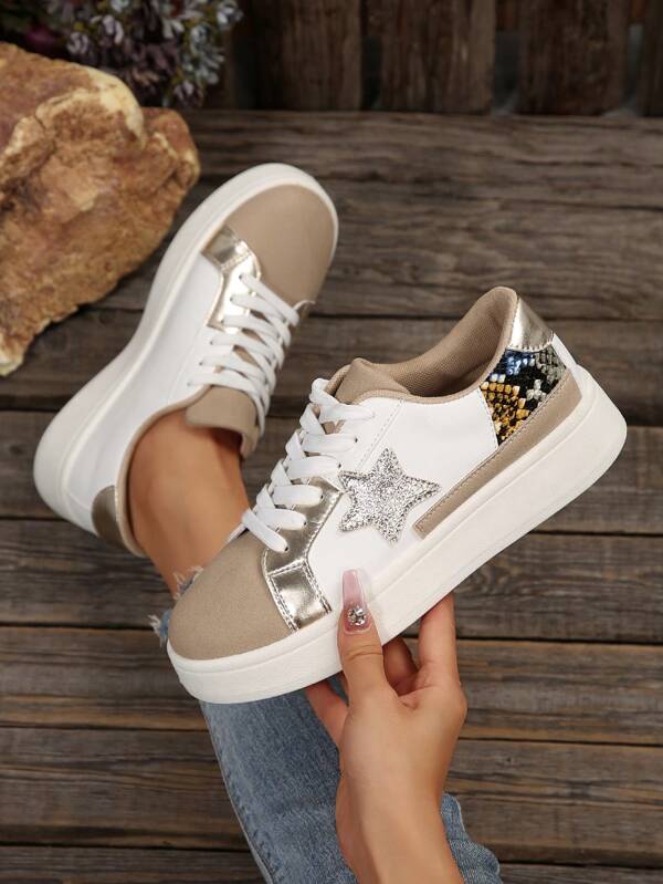 Neue weiße Frühjahr/Herbst, Ganzjahres Mode vielseitig Lässig leicht bequem runde Zehenkappe Schnürschuh Plateau Damen Sneaker, Damen weiße Schuhe, Damen Lässig Schuhe, Damen Sportschuhe