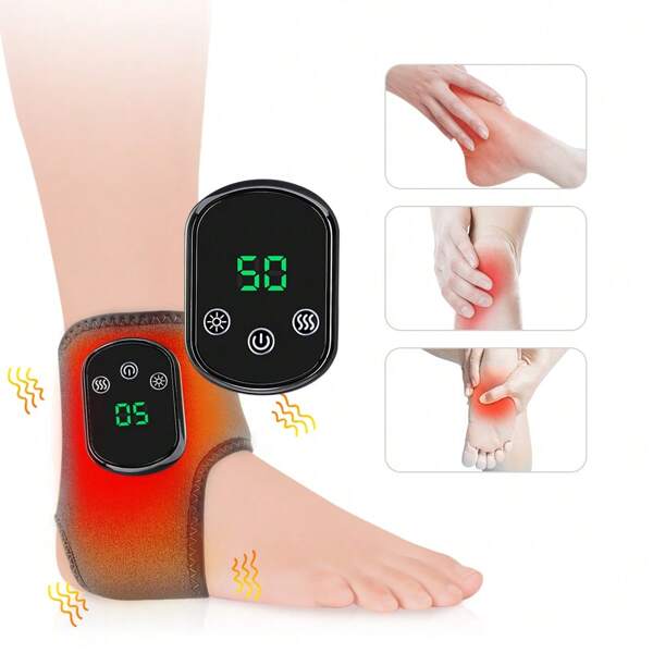 1 Stück Elektrischer Fußmassagegerät, 5 Heizstufen & 3 Massagemodi, Zeitfunktion, Vibrationsentzückung Knöchelmassagegerät, Wärmetherapie Knöchelbandage, Stützung für verstauchte Gelenke, Ermüdung und Schmerzen der Muskeln lindern, Knöchel schützen. Mit NTC Temperatursteuerungstechnologie, USB-C Aufladung (1800mAh)