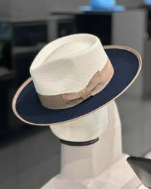 Mother's Day Gift, Spring And Autumn Style Black Wool Color Matching Bow Felt Hat, Banquet Vacation Sun Protection Dual Purpose, Green Mesh Curled Brim Sun Hat, Travel Beach Sun Hat