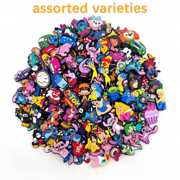 Disney 10/30/50/100pcs Random Cute Disney Theme Cartoon Pattern Shoe Charms Set, PVC Shoe Decorations For Beach Bag, Shoe Accessories Charms, Gift Idea For Birthday Christmas Valentine's Day Halloween Party Favors