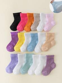 12pcs/Pack Breathable, Soft Polyester Baby Socks, Suitable For Spring, Summer, Autumn - Multicolor - View 4