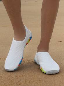 女士户外涉水鞋，速干沙滩鞋，防滑溯溪凉鞋，轻便透气游泳钓鱼鞋，女士拖鞋 - 白色壓花 - 查看 9