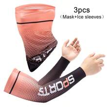 3pcs Gradient Color Ice Silk Arm Sleeves With Thumb Hole - Windproof, Sun Protection, Quick-Dry, Breathable Polyester For Cycling, Running, Hiking, Fishing & Outdoor Sports