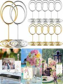 10 件装金属丝照片夹菜单备忘录夹圆形桌面照片支架座位卡夹适用于婚礼派对装饰用品