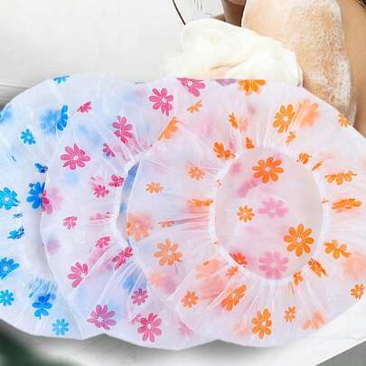 Set de 3/5 piezas de gorros de ducha reutilizables y gruesos a prueba de agua - Patrones aleatorios | Esencial para el baño en el salón y el hogar, gorro de ducha para el cuidado del cabello de las damas (accesorio de baño) Decoración de baño Decoración de otoño Regreso a la escuela