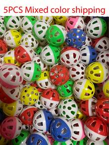 5 piezas de juguetes para pájaros con campana y pelota de plástico interactiva en colores aleatorios - Multicolor - Ver 15