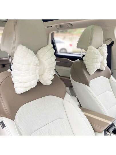 1pc/2pcs Car Headrest Winter Plush Car Comfortable Warm Neck Pillow Pillow Pillow Solid Color Simple Headrest Waist Pillow Automotive Supplies, Car Pillow,Car Accessories Women