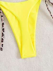 Bộ bikini nữ tối giản, gợi cảm, dây buộc cổ, họa tiết da báo, 2 mảnh, thích hợp cho kỳ nghỉ hè, đi biển. - Màu vàng - Xem 5
