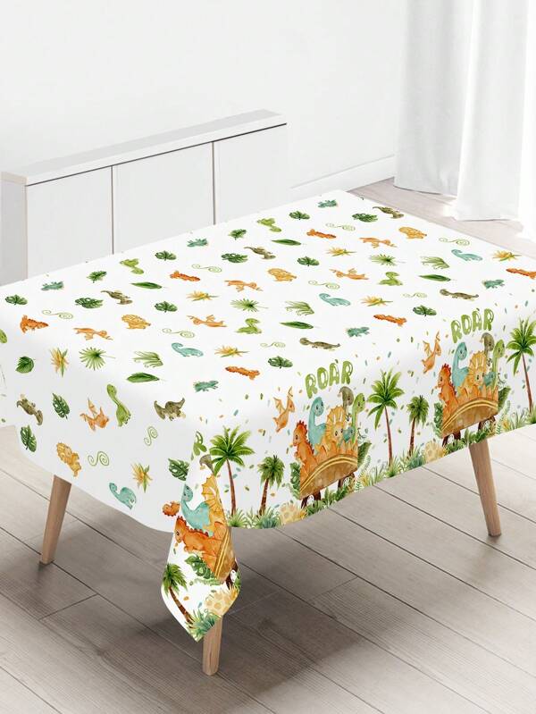 1pc, Watercolor Dinosaur Party Disposable Tablecloth, Dinosaur Theme Birthday Party Table Decorations For Jungle Birthday Holiday Party Supplies Green Jungle Animal Dino Plastic Table Cover, Valentine's Day Mother's Day Graduation