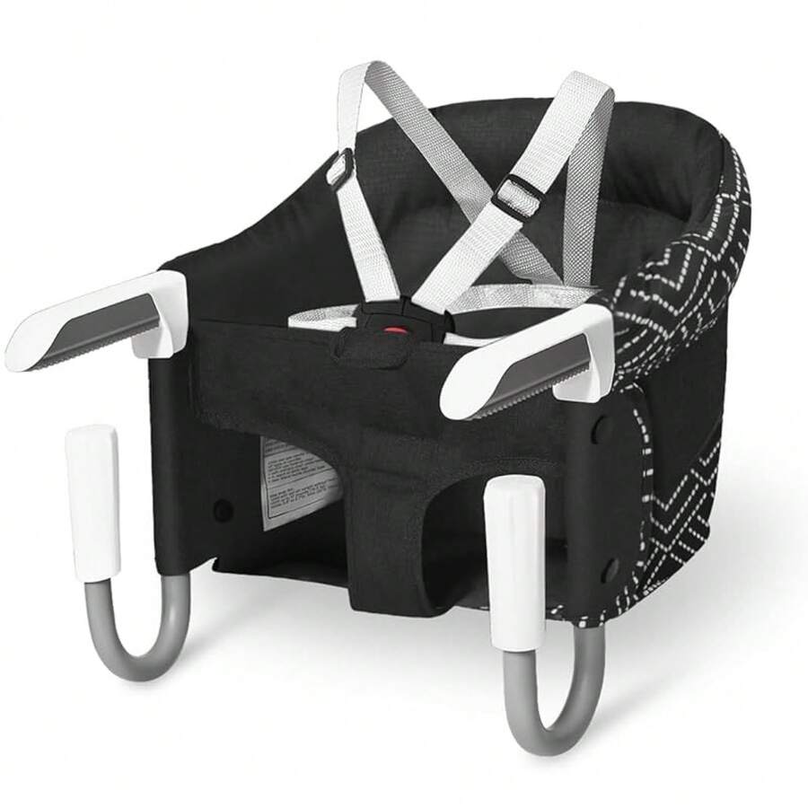Hook On High Chair With Tray,Portable Baby High Chair That Attaches To Table,Clip On Fast Table Seat For Babies And Toddlers.Baby Feeding Seat For Dining Tables And Counter(Stripe-Black) - Black - View 1