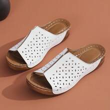 Sandalias para Mujer Casual Bohemias y Caladas, Huaraches para Dama Playa de Cuña de Suela Gruesa, Zapatos para Mujer con Diseño Transpirable y Ultra Ligero, Estilo Fresco para el Verano - Blanco - Ver 7