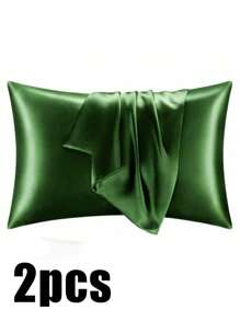 Luxurious Silky Soft Pillowcase - Breathable Skin-Friendly Cool Feel, Solid Color With Envelope Closure - Machine Washable Bedding Washed Silk Pillowcase Single Ice Silk Satin Silk Faux Silk Pillowcase Christmas Gift