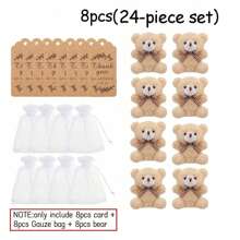 Babyparty Gastgeschenke, mini Plüsch Bär Schlüsselanhänger mit Dankeskarten in Organzabeutel mit Bindfaden für Baby-, Braut-Babyparty, Hochzeitsfeier Gastgeschenke