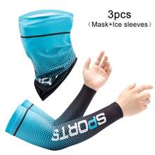 3pcs Gradient Color Ice Silk Arm Sleeves With Thumb Hole - Windproof, Sun Protection, Quick-Dry, Breathable Polyester For Cycling, Running, Hiking, Fishing & Outdoor Sports