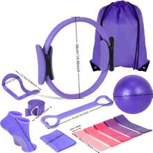 13-Piece Yoga & Fitness Set, Home Gym & Yoga Equipment Accessories Including Yoga Rings, Yoga Balls, 5 Resistance Bands, Stretch Straps, Yoga Socks, Yoga/Fitness Gift Storage Bag For Women, Advanced Training Combo For Core Strengthening And Flexibility Enhancement