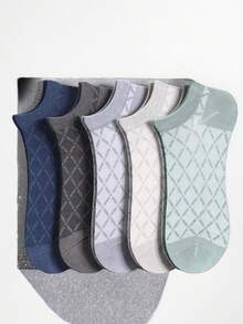 1/2/5/10 Pairs Men's Thin Mesh Diamond Pattern Ankle Socks - Multicolor - View 1