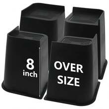4pcs 2-8 Inch Heavy Duty Bed Risers, Furniture Lifts For Bed, Table, Couch, Sofa, Extra Tall Bed Riser, Support Up To 5000 Lbs - Black - View 15