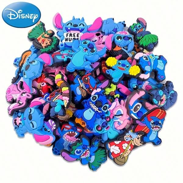 Disney 10/25/50pcs Random Cute Stitch Pattern Shoe Charms Set, PVC Shoe Decorations For Beach Bag, Shoe Accessories Charms, Gift Idea For Birthday Christmas Valentine's Day Halloween Party Favors