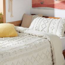 Luxurious Tufted Boho Comforter Set Queen Size - Premium Beige Bedding Ensemble With 3-Piece Shabby Chic Embroidery, Ideal Gifts For Women, Soft Jacquard Queen Comforter For All Seasons - 01 - 米色 - 優雅 - 查看 5