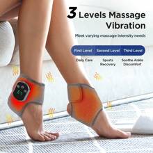 1pc Electric Foot Massager, 5 Heating Levels & 3 Massage Modes, Timed Function, Vibration Relaxing Ankle Massager, Heat Therapy Ankle Brace, Sprained Joint Support, Relieve Muscle Fatigue & Pain, Protect Ankle. With NTC Temperature Control Tech, USB-C Charging (1800mAh)