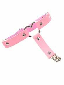 1pc Adjustable Heart-Shaped Garter Belts With Clips, Non-Slip Elastic Punk Style - Multicolor - View 7