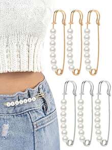 1-10pcs Faux Pearl Brooch Pins, 2.75 Inches, Suitable For Women's Clothing, Dresses, Pants, Skirts And Other Accessories, Can Be Used For Sweaters, Shawls, Etc. - Multicolor - View 1