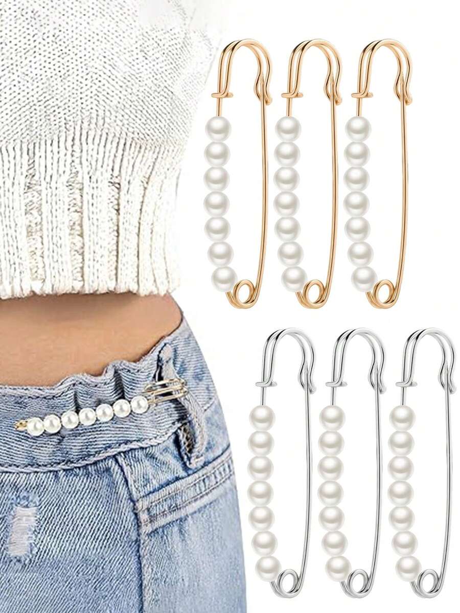 1-10pcs Faux Pearl Brooch Pins, 2.75 Inches, Suitable For Women's Clothing, Dresses, Pants, Skirts And Other Accessories, Can Be Used For Sweaters, Shawls, Etc. - Multicolor - View 1