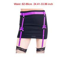 Women Suspender Lingerie Garter Belt With Clips Punk Suspender Belt Bowknot Stockings Clips Gothic Punk Party Dance Costumes Rave Accessory - Multicolor - View 2