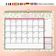 1 件 2026 简约多色花卉挂历，11 英寸 X 8 英寸，2026 年 1 月至 2027 年 7 月，新鲜花卉和树木设计，拥有充足的书写空间，适合家庭、办公室和计划 - 彩色 - 查看 2